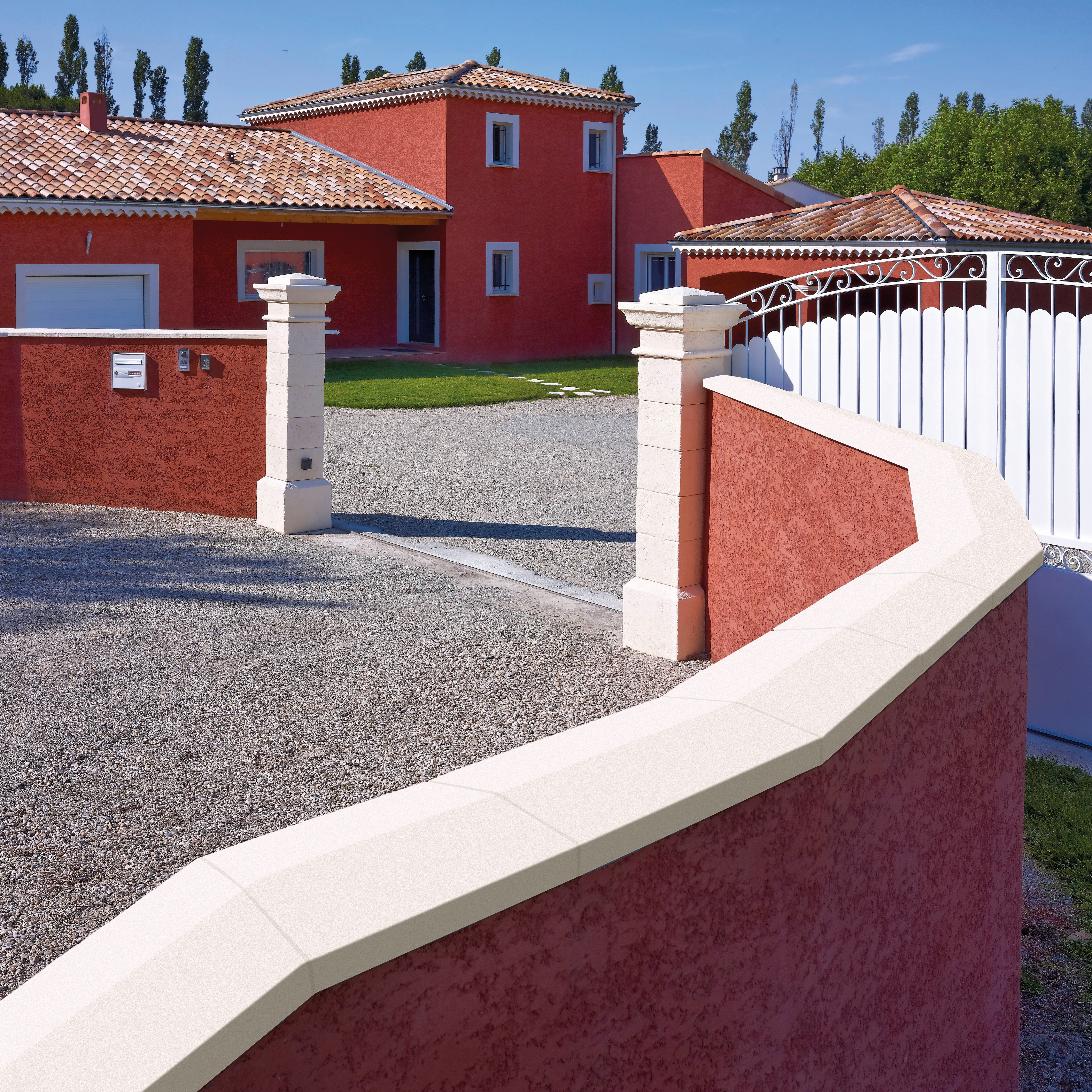 chaperon de mur lisse 2 pentes blanc 50 cm